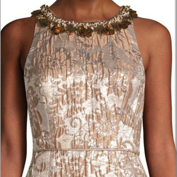 NWT Embellished Jacquard Metallic Gown - Picture 3 of 8